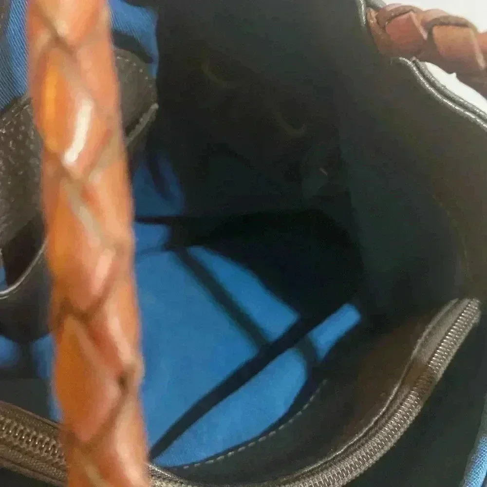 Carlos falchi dark brown leather hobo handbag
